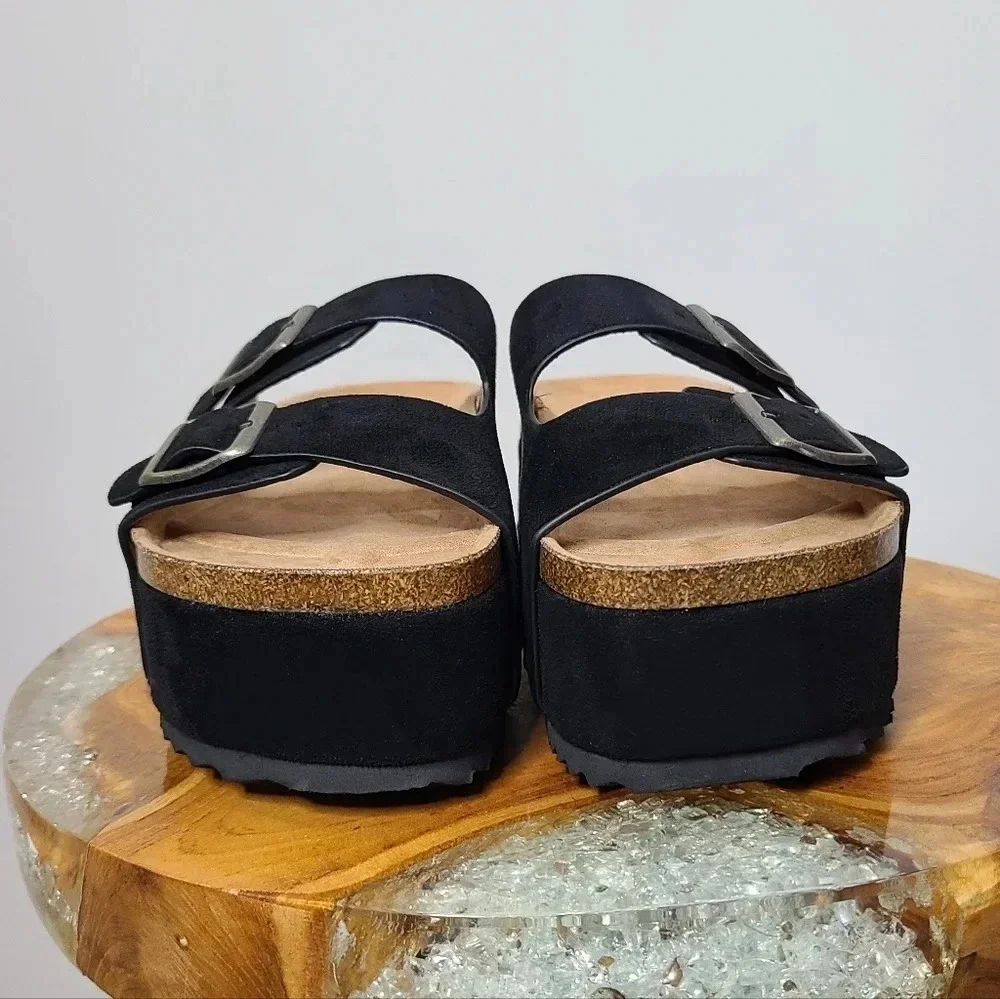 New! Corkys Wannabe Black Platform Flatform Rule Breaker Sandals